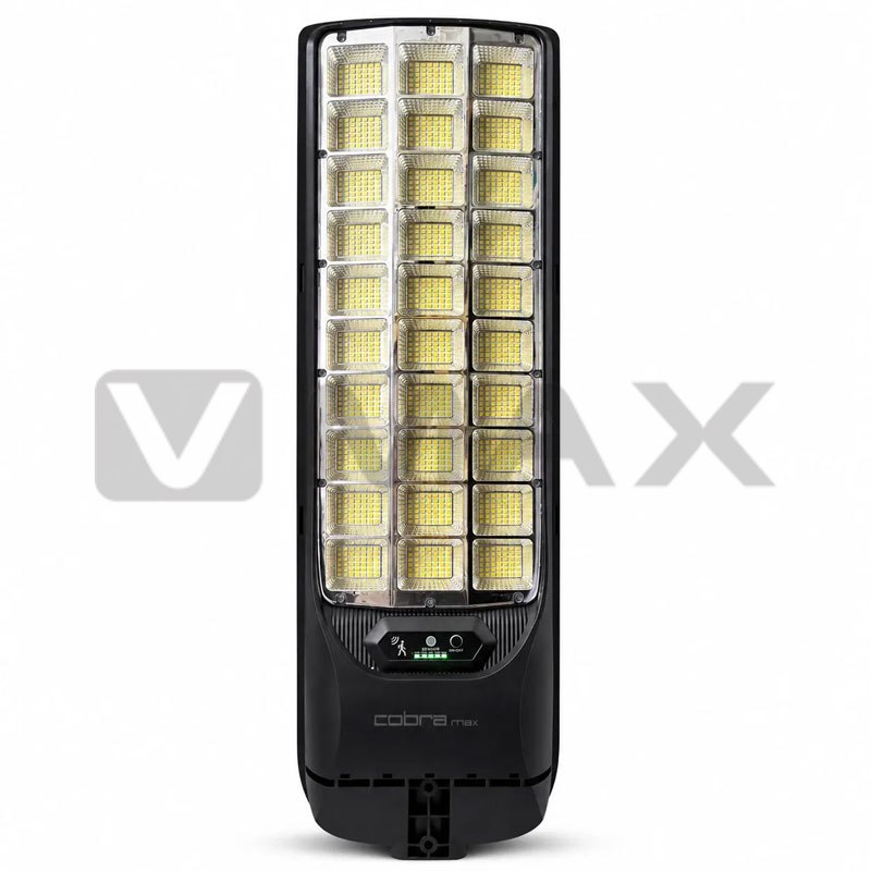 Мощна улична соларна лампа Cobra Max 2250W с IP65, сензор за движение и дистанционно