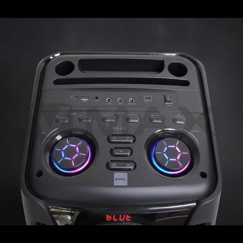 Мощна караоке тонколона Brodu iKaraoke BTS-2171 (Dual 12", 200W RMS) с 2 микрофона и Bluetooth