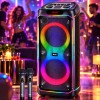 Професионална парти караоке тонколона BTS-2496 (Dual 10", 220W, BT 5.3) с безжичен микрофон