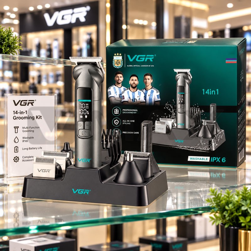Професионален тример 14 в 1 VGR V-096, водоустойчив IPX7, метален корпус