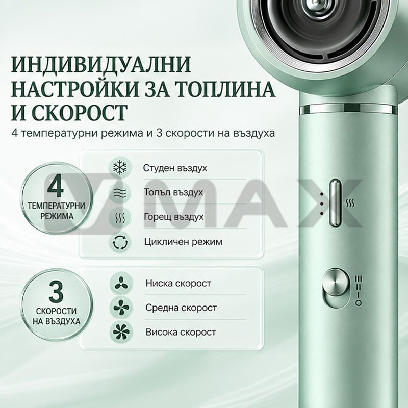 Стайлер за коса 6 в 1 VGR V-478, 1300 W, BLDC мотор, йонизация, зелен