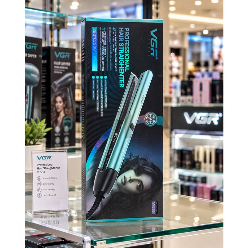 Преса за коса VGR V-553 с керамични плочи, зелена