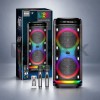 Караоке тонколона 2 × 10 инча с 2 безжични микрофона и RGB светлини